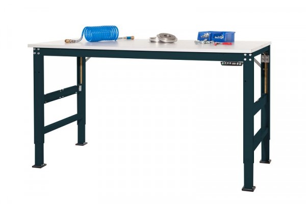 Manuflex Arbeitsgrundtisch UNIVERSAL Ergo E Memory mit Melaminplatte, BxTxH = 1000 x 800 x 722-1002 mm, Anthrazit, AU9511.7016