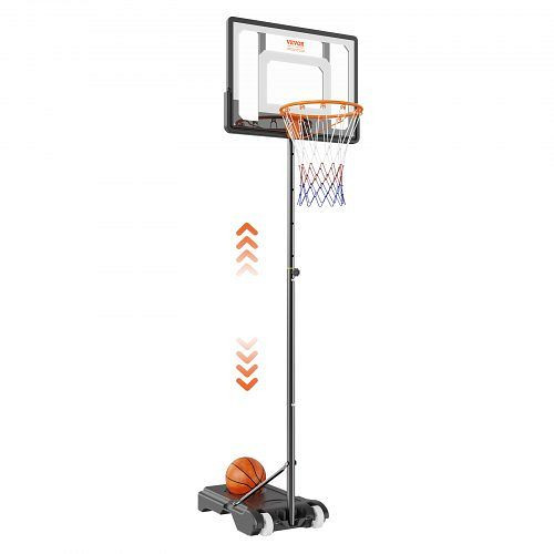 VEVOR Basketballkorb Outdoor Basketballständer 152,4–213,4 cm Einstellbare Höhe, Basketballanlage Schwarz Wetterbeständig, LQK32CKWDJ009EFGVV0