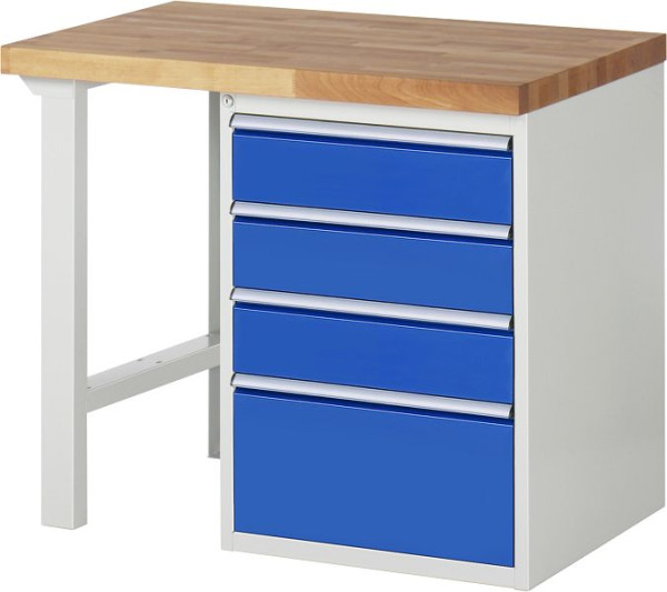 RAU Werkbank Serie 7000 - Baukasten-Bauweise, 4 x Schublade, 1000x840x700 mm, 03-7510A1-107B4S.11
