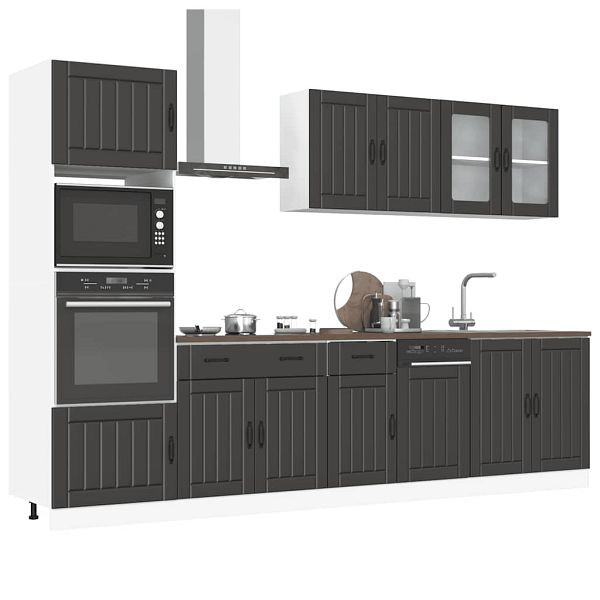 vidaXL 7-tlg. Küchenschrank-Set Kalmar Schwarz Holzwerkstoff, 3314742