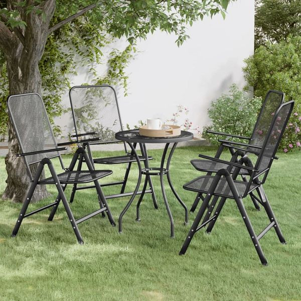 vidaXL Klappbare Gartenstühle 4 Stück Streckgitter Anthrazit, 317341