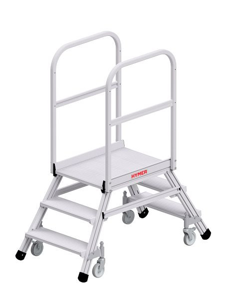 HYMER Podesttreppe fahrbar, beidseitig begehbar, 2x3 Stufen, 618903