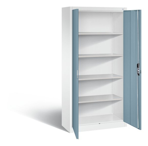 C+P Büro-Drehtürenschrank Acurado, H1950xB930xT400 mm, Weiß/Horizontblau, 9260-000 S11918