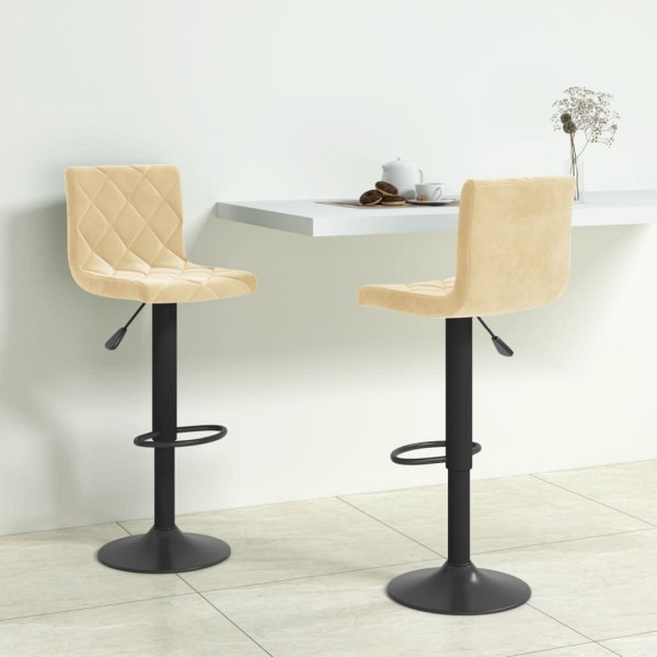 vidaXL Barhocker 2 Stück Creme Samt, Füllung: Schaumstoff, 333730
