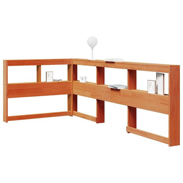 vidaXL Kopfteil mit Bücherregal L-Form Wachsbraun 75 cm Massivholz, 859294