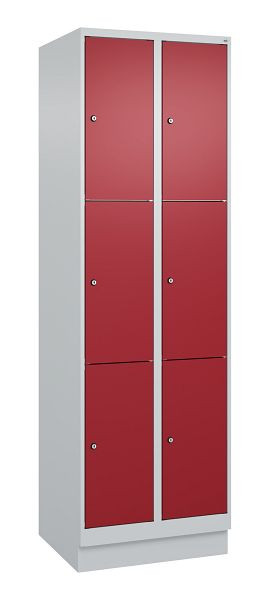 C+P Schließfachschrank Classic PLUS, Sockel, 2 Abteile mit je 3 Fächern, 1950x600x500mm, 7035/3003, 080020-203 S10001