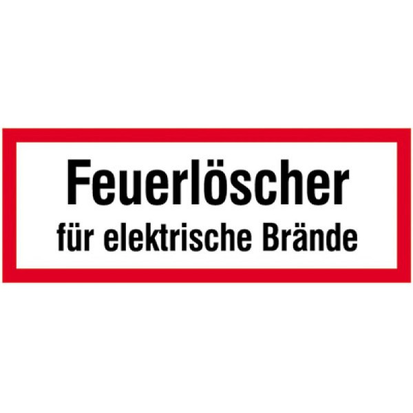 Stein HGS Hinweisschild, Feuerlöscher für elektrische Brände, 210x74mm/Alu,geprägt, 11.2868