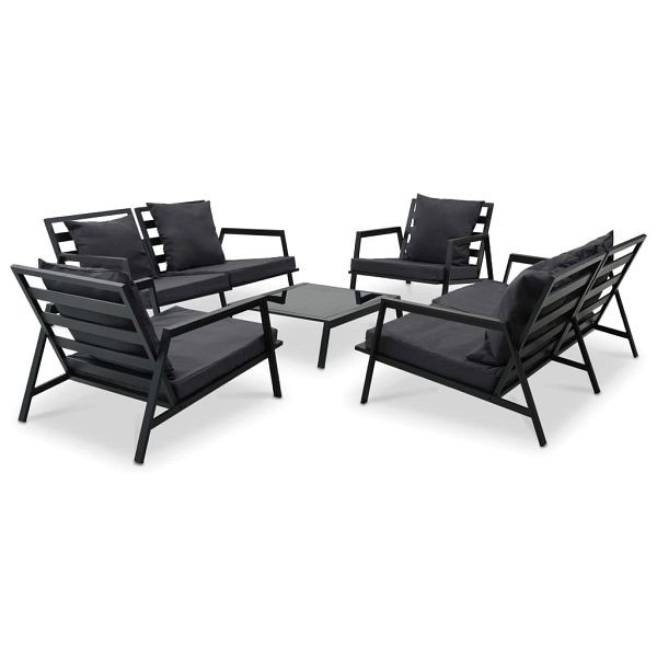 vidaXL 5-teilig Garten-Lounge-Set mit Auflagen Aluminium Dunkelgrau, 47817