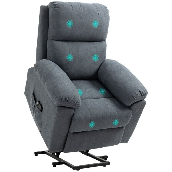 HOMCOM Massagesessel mit Aufstehhilfe, Pflegesessel mit Aufstehhilfe, 8 Vibrationsmotoren, inkl. Fernbedienung, grau, 713-097