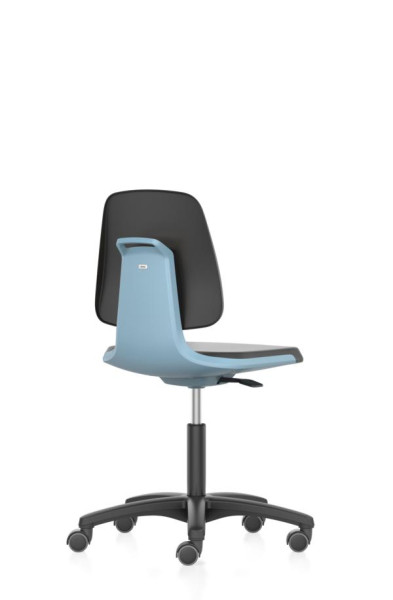 bimos Arbeitsstuhl Labsit mit Rollen, Sitzhöhe 450-650 mm, Stoff, Sitzschale blau, 9123-5800-3277