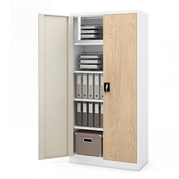 Jan Nowak Metallschrank mit Fach, weiß/eiche sonoma, 900x1850x450 mm, TOMASZ Eco Design, 2269