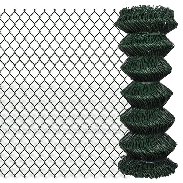 vidaXL Maschendrahtzaun Stahl 1x25 m Grün, 140349, 8718475849278