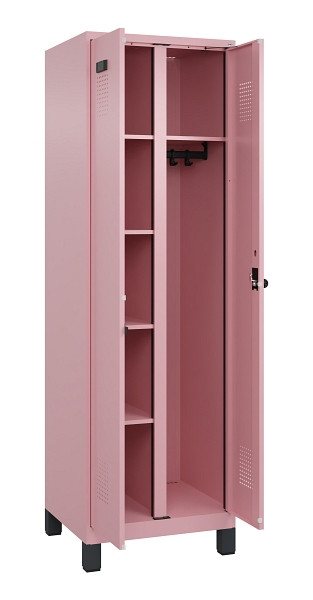 C+P Wäsche-/Garderobenspind Evolo PLUS, mit Füßen, 2 Abteile, 1950x600x500mm, 3, Frontfarbe RAL 3015 Hellrosa, Drehriegel, 049610-20 S10024