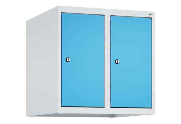 C+P Schrankaufsatz Classic PLUS, Aufsatzschrank, 7035/5012, Zylinderschlösser, 500x500x500mm, 2 Abteile, 080090-29 S10019