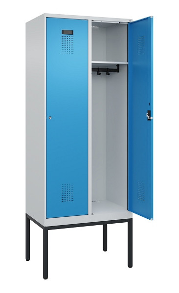 C+P Spind Evolo PLUS, Gestell, 2 Abteile, 2120x800x500mm, 7035/5012, Verschluss Zylinderschloss, Ablageböden 2, 0490307-22 S10034