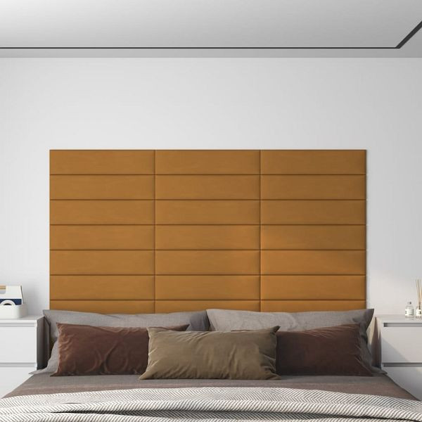 vidaXL Wandpaneele 12 Stück Braun 60x15 cm Samt 1,08 m², 343842