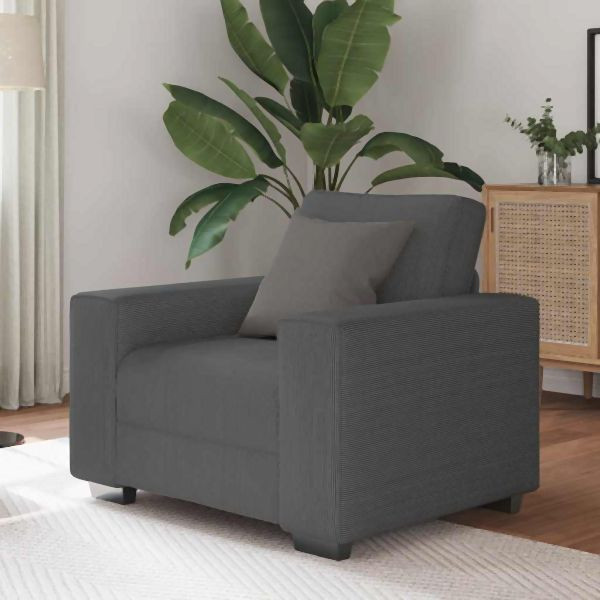 vidaXL Sessel Dunkelgrau 60 cm Abmessung Cordstoff, 4105187