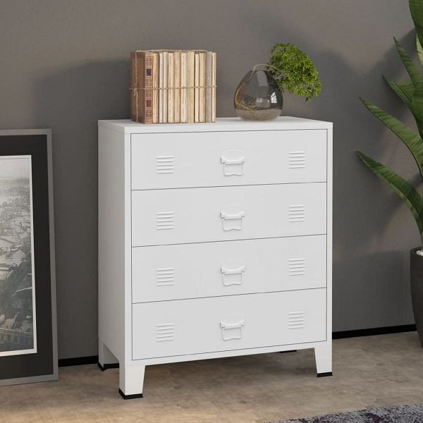 vidaXL Industrial Kommode mit Schubladen Weiß 78x40x93 cm Metall, 339616