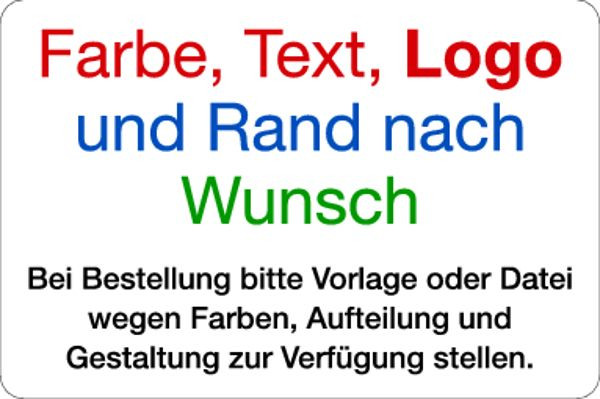 Schilder Klar Aluminiumschild 2mm, Farben, Text und Logo nach Wunsch, Querformat, 350x250x2 mm Aluminium 2 mm, 939/22