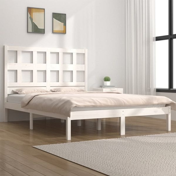 vidaXL Massivholzbett Weiß Kiefer 180x200 cm, 3104494, 8720287032441