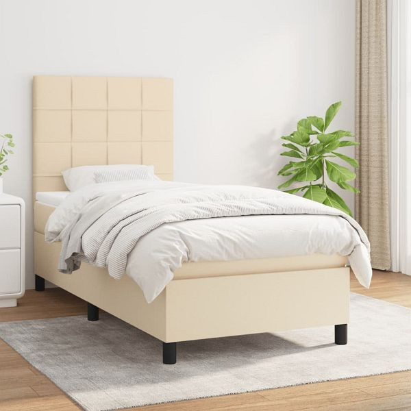 vidaXL Boxspringbett mit Matratze Creme 80x200 cm Stoff, 3141734