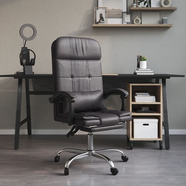 vidaXL Bürostuhl mit Massagefunktion Grau Kunstleder, 349709