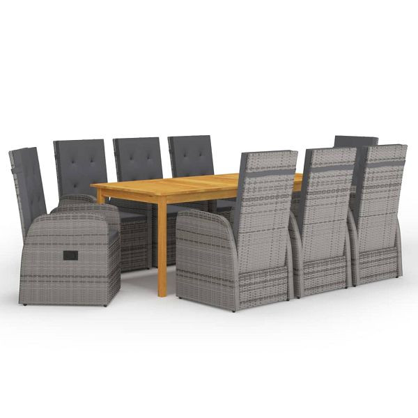 vidaXL 9-teilig Garten-Essgruppe Grau, 3067904