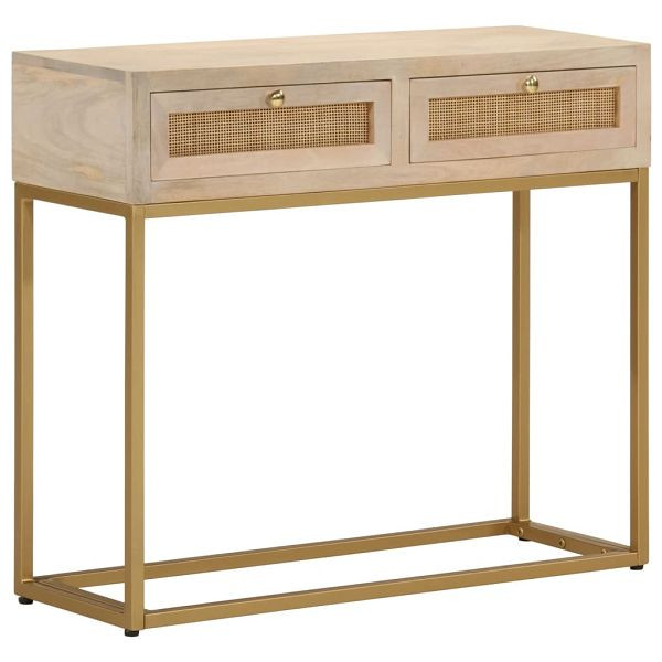 vidaXL Konsolentisch 90x30x76 cm Massivholz Mango und Eisen, 372023