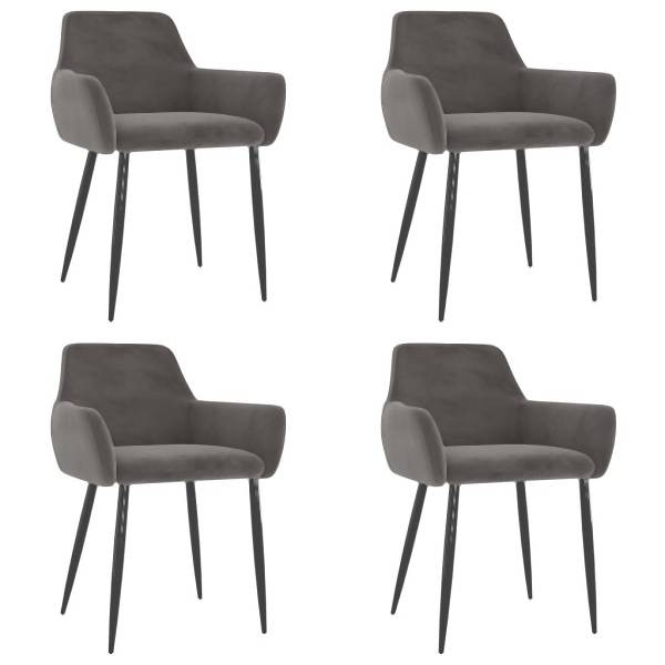 vidaXL Esszimmerstühle 4 Stück Dunkelgrau Samt, Polyester, 3068026