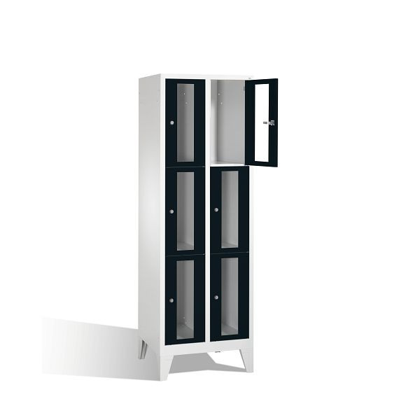 C+P Schließfachschrank Classic, H1850xB610xT500mm, Farbe: Lichtgrau / Schwarzgrau, 8010A203 S10005