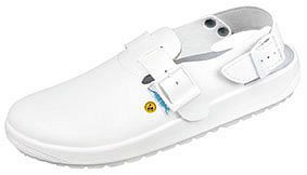 ABEBA ESD-Berufsschuhe rubber - hexa4GRIP Clog weiß ESD hexa4GRIP, OB, Ristbereich verstellbar, Fersenriemen feststehend, verstellbar, 3970111-37