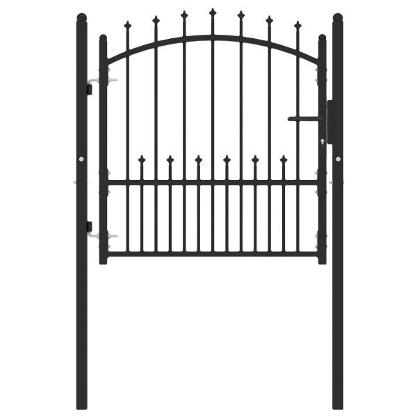 vidaXL Zauntor mit Spitzen Stahl 100x100 cm Schwarz, 146398