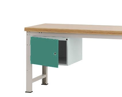 Manuflex Gehäuse-Unterbau PROFI, Nutzhöhe 300 mm mit 1 Tür links angeschlagen und Einlegeboden, für Werkbanktiefe 700 mm, Graugrün, ZB4731.0001