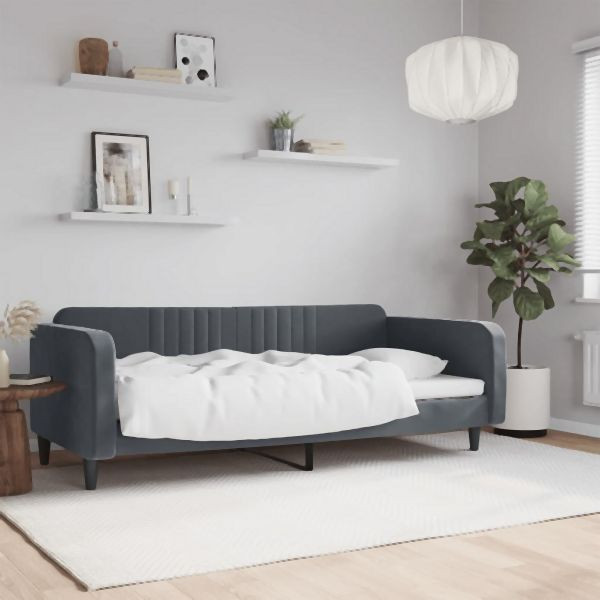 vidaXL Tagesbett Dunkelgrau 90x200 cm Samt, 2-in-1, 354087