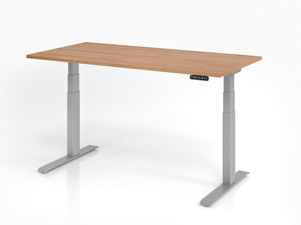 Hammerbacher Schreibtisch XDKB16, 160 x 80 cm, Platte: Nussbaum, 25 mm dick, ABS-Dickkante, Rechteckform, VXDKB16/N/S