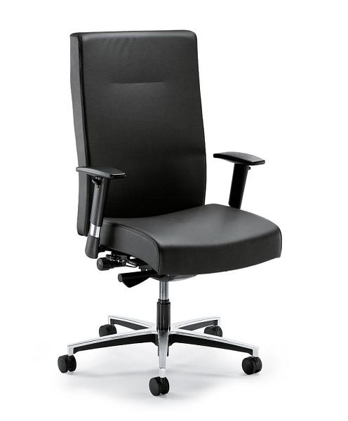 Deskin XXL - Drehstuhl CONTROL 48, Fußkreuz Aluminum poliert, Bezug Kunstleder, Farbe Schwarz, 279041