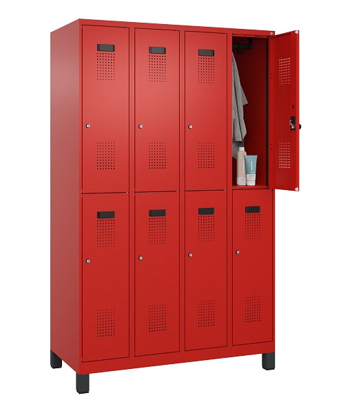 C+P Doppelstöckiger Spind Evolo PLUS, mit Füßen, 8 Fächer, 1950x1200x500mm, 302, Zylinderschloss, 049310-40 S10052