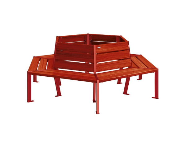 Procity Baum-Rundbank Silaos, Stahl Und Holz, Innendurchmesser 1000 mm, Mahagoni/RAL 3004, 209648.3004.ACAJ