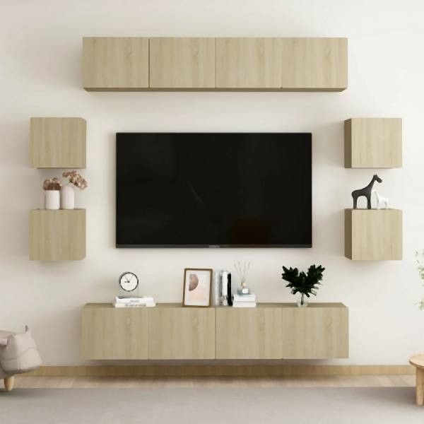 vidaXL 8-tlg. TV-Schrank-Set Sonoma-Eiche Holzwerkstoff, 3078963