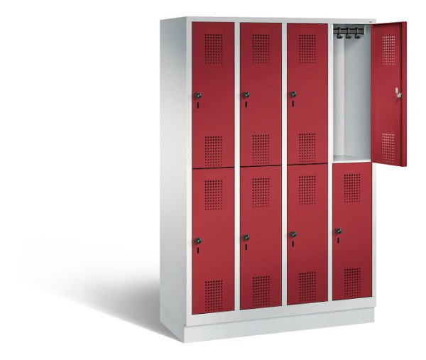 C+P Spind doppelstöckig Evolo, H1800xB1190xT500mm, Farbe: Lichtgrau / Rubinrot, 48320-40 S10226