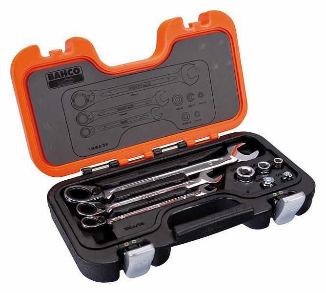 Set Chiavi Combinate Bahco 3 Pezzi - Dimensioni 8-19 Mm, Acciaio Cromato, Con Astuccio | Per Meccanica E Fai Da Te