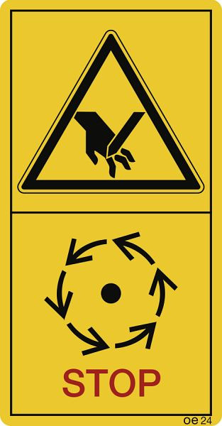 Moedel Maschinenteile nur dann berühren,..., Folie, 50x96 mm, VE: 10 Stück/Bogen, 69620