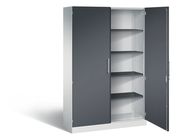 C+P Flügeltürenschrank Asisto, H1980xB1200xT435mm, Farbe: Lichtgrau / Schwarzgrau, Bügelgriff, 5 OH, 141001-000 S10181
