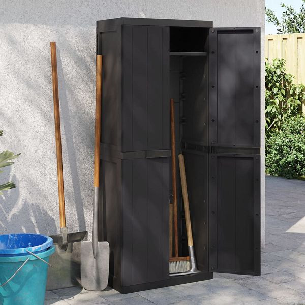vidaXL Gartenschrank Schwarz 65x37x165 cm PP, 364205, 8720845889074