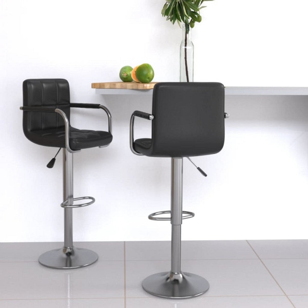 vidaXL Barhocker 2 Stück Schwarz Kunstleder, Füllung: Schaumstoff, 334594