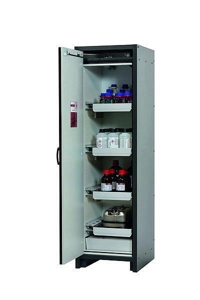 asecos Sicherheitsschrank Q-CLASSIC-30, Q30.195.056 in verkehrsrot RAL 3020 mit 3x Auszugswanne Standard (Stahlblech), 31002-066-30091
