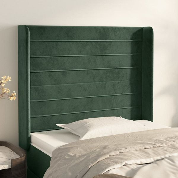 vidaXL Kopfteil mit Ohren Dunkelgrün 93x16x118/128 cm Samt, 3119759