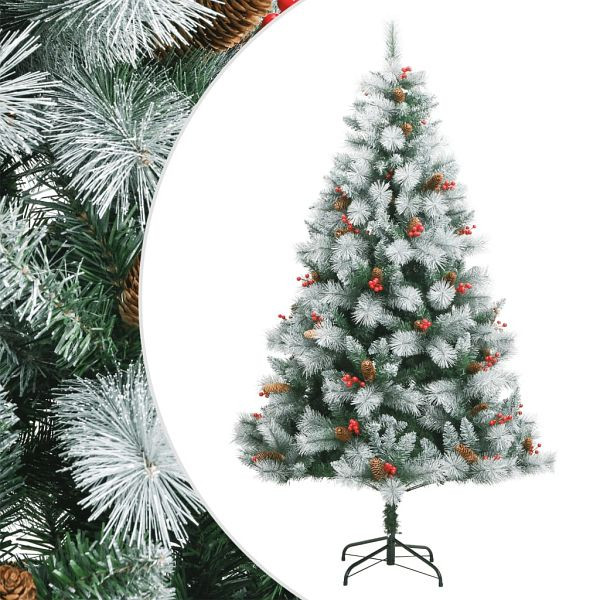vidaXL Künstlicher Weihnachtsbaum Klappbar mit Zapfen & Beeren 210 cm, 357713