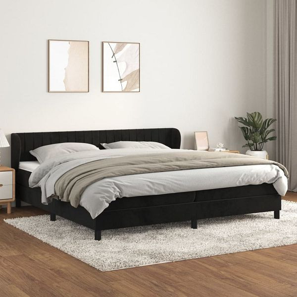 vidaXL Boxspringbett mit Matratze Schwarz 200x200 cm Samt, 3127633