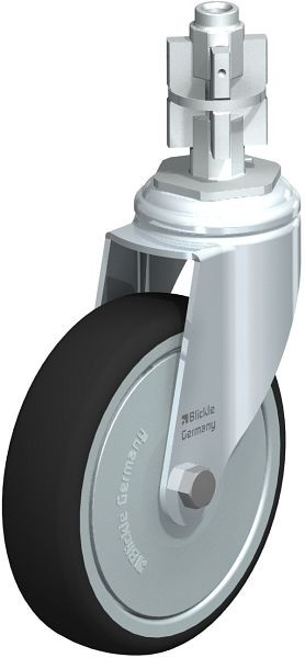 Blickle LKRA-PATH 126K-11-FK-E15 Apparate-Lenkrolle mit Expander, Thermoplastisches Polyurethan, Grau, 848907